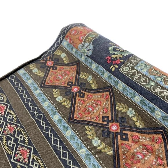 Auth ETRO - Khaki Brown Multi Wool Silk Scarf - Picture 3 of 5
